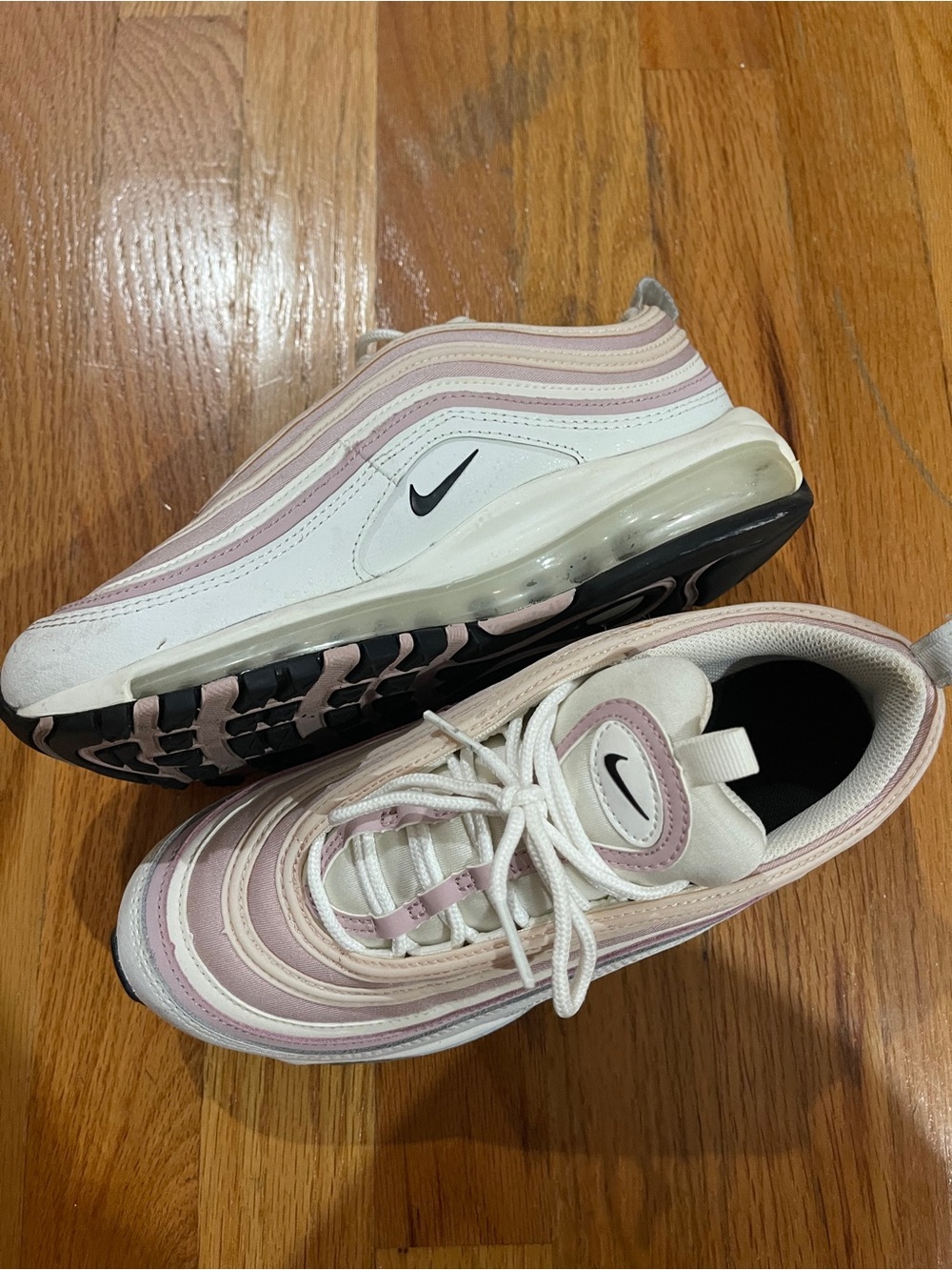 Nike Air Max 97 Slip-On in White & Light Pink
